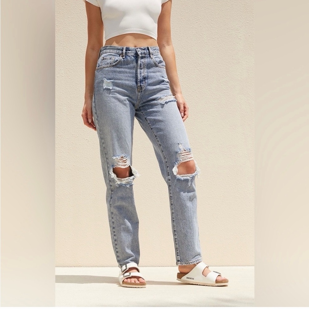 PacSun Light Blue Distressed Dad Jeans 23 - Picture 1 of 5